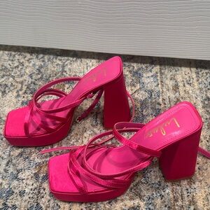 Lulu's Fuchsia Strappy Block Heels